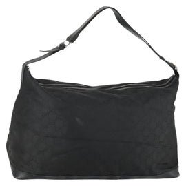 GUCCI GG Canvas Boston Bag Nylon Outlet Black Silver Auth bs32137