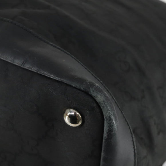 GUCCI GG Canvas Boston Bag Nylon Outlet Black Silver Auth bs32137