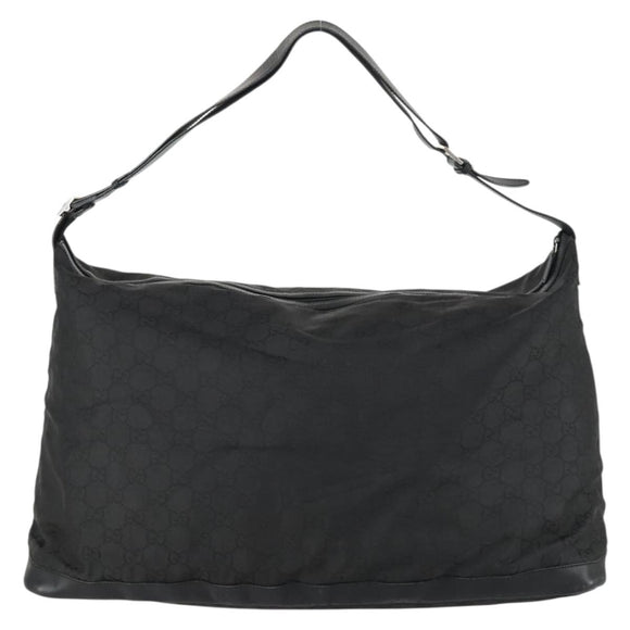 GUCCI GG Canvas Boston Bag Nylon Outlet Black Silver Auth bs32137