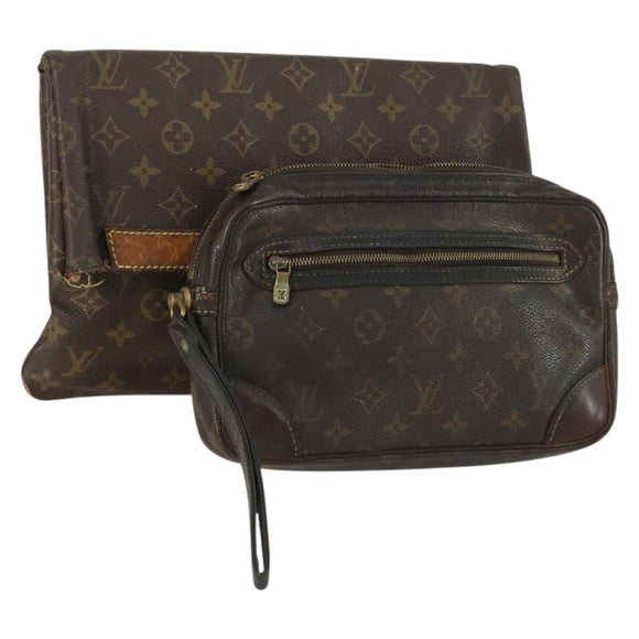 LOUIS VUITTON Monogram Clutch Bag 2 Set LV Auth bs32138