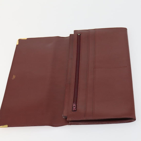 CARTIER Celine Clutch Bag Leather 3 Set Bordeaux Navy Auth bs32139