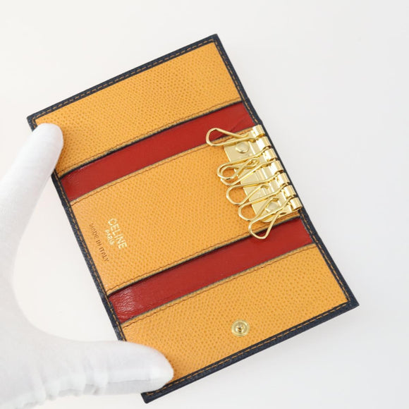 CARTIER Celine Clutch Bag Leather 3 Set Bordeaux Navy Auth bs32139