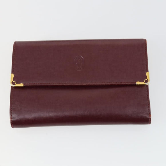 CARTIER Celine Clutch Bag Leather 3 Set Bordeaux Navy Auth bs32139