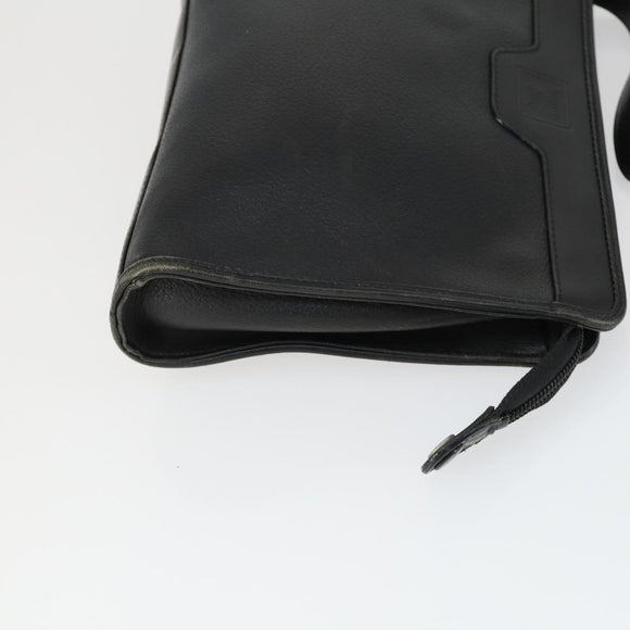 BURBERRY Clutch Bag Leather Canvas 4 Set Black Beige Auth bs32140
