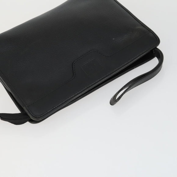 BURBERRY Clutch Bag Leather Canvas 4 Set Black Beige Auth bs32140