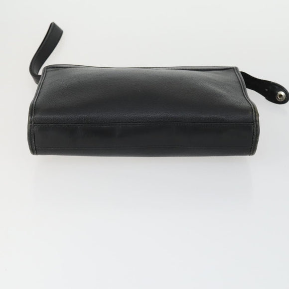 BURBERRY Clutch Bag Leather Canvas 4 Set Black Beige Auth bs32140