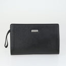 BURBERRY Clutch Bag Leather Canvas 4 Set Black Beige Auth bs32140-14