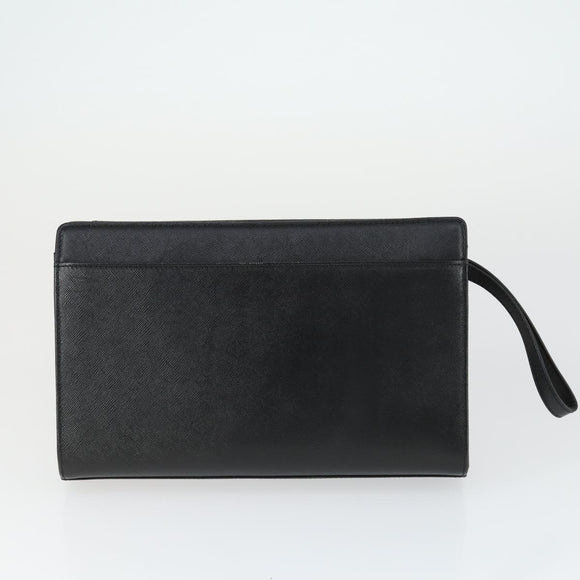 BURBERRY Clutch Bag Leather Canvas 4 Set Black Beige Auth bs32140