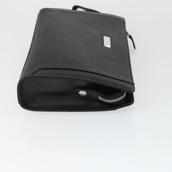 BURBERRY Clutch Bag Leather Canvas 4 Set Black Beige Auth bs32140