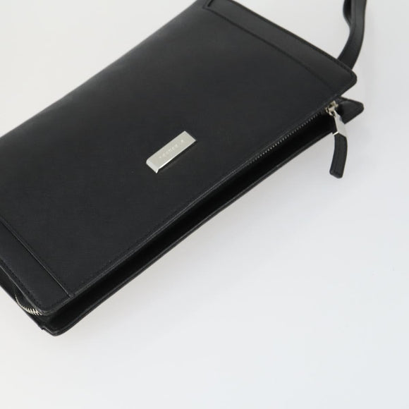 BURBERRY Clutch Bag Leather Canvas 4 Set Black Beige Auth bs32140