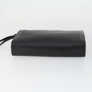 BURBERRY Clutch Bag Leather Canvas 4 Set Black Beige Auth bs32140-18