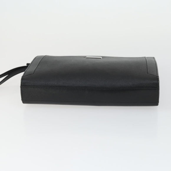 BURBERRY Clutch Bag Leather Canvas 4 Set Black Beige Auth bs32140