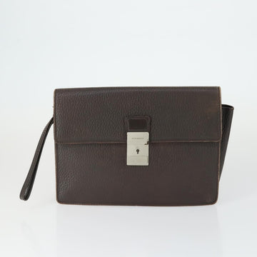 BURBERRY Clutch Bag Leather Canvas 4 Set Black Beige Auth bs32140 - 0