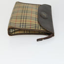 BURBERRY Clutch Bag Leather Canvas 4 Set Black Beige Auth bs32140-22