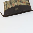 BURBERRY Clutch Bag Leather Canvas 4 Set Black Beige Auth bs32140-23
