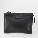 BURBERRY Clutch Bag Leather Canvas 4 Set Black Beige Auth bs32140-8