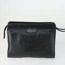 BURBERRY Clutch Bag Leather Canvas 4 Set Black Beige Auth bs32140-9