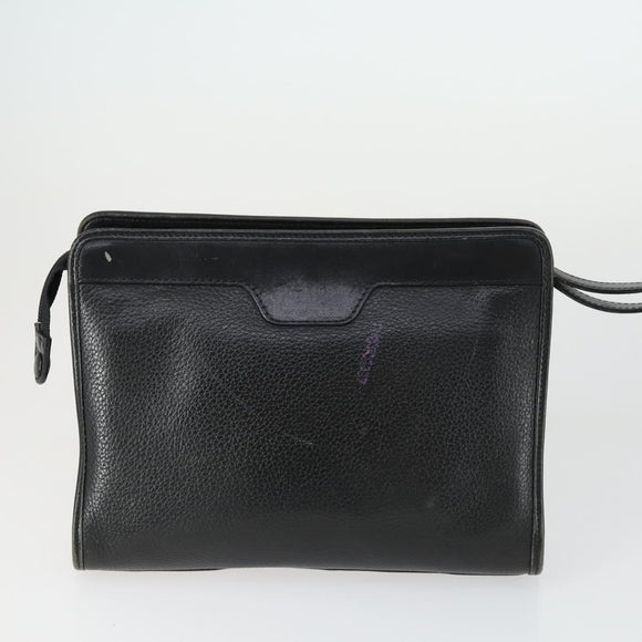BURBERRY Clutch Bag Leather Canvas 4 Set Black Beige Auth bs32140