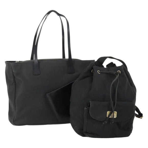 BALLY Shoulder Bag Nylon PVC 2 Set Black Auth bs32141