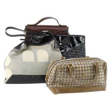 BALLY Hand Bag Leather PVC Canvas 4 Set Beige Black Brown Auth bs32143