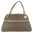 GUCCI GG Canvas Tote Bag Beige Gold 121023 Auth bs32145-2