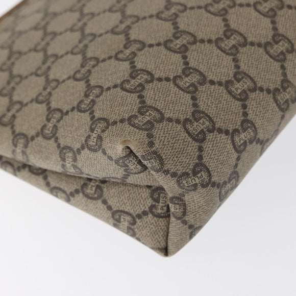 GUCCI GG Plus Supreme Clutch Bag PVC Beige Gold Auth bs32146