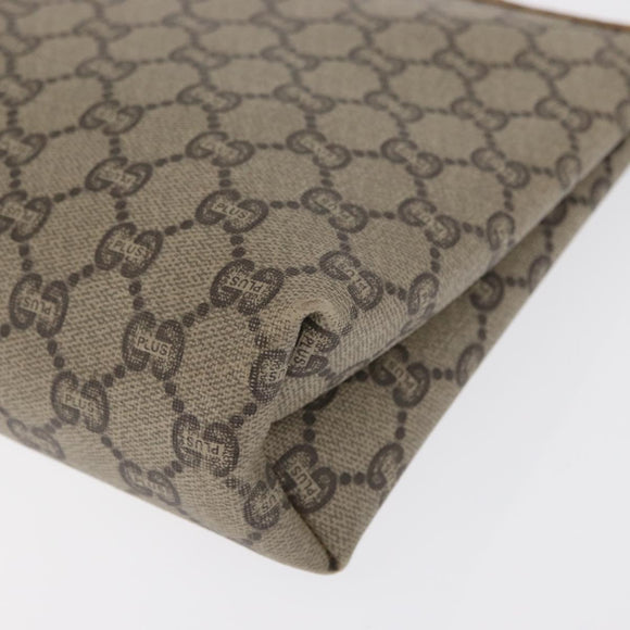 GUCCI GG Plus Supreme Clutch Bag PVC Beige Gold Auth bs32146