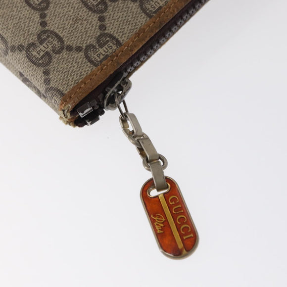 GUCCI GG Plus Supreme Clutch Bag PVC Beige Gold Auth bs32146
