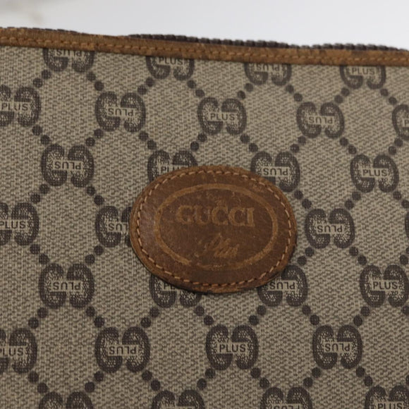 GUCCI GG Plus Supreme Clutch Bag PVC Beige Gold Auth bs32146