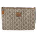 GUCCI GG Plus Supreme Clutch Bag PVC Beige Gold Auth bs32146-2