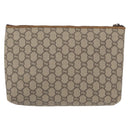 GUCCI GG Plus Supreme Clutch Bag PVC Beige Gold Auth bs32146-3