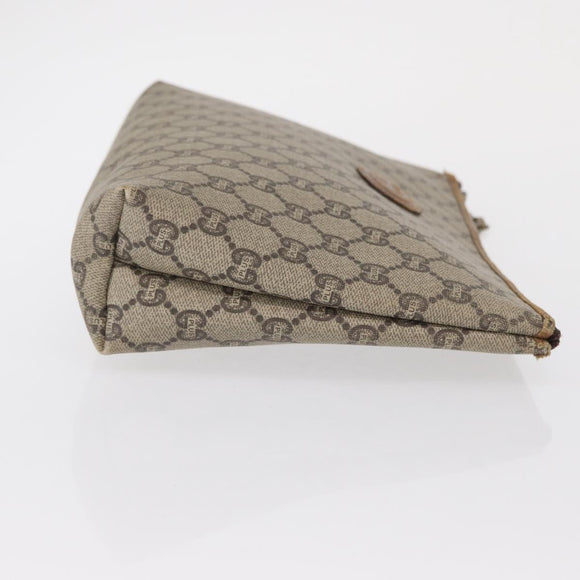 GUCCI GG Plus Supreme Clutch Bag PVC Beige Gold Auth bs32146