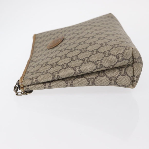 GUCCI GG Plus Supreme Clutch Bag PVC Beige Gold Auth bs32146