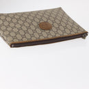 GUCCI GG Plus Supreme Clutch Bag PVC Beige Gold Auth bs32146-6