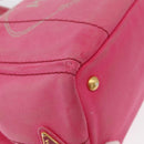 PRADA Canapa PM Hand Bag Canvas 2way Pink Gold Auth bs32147-10