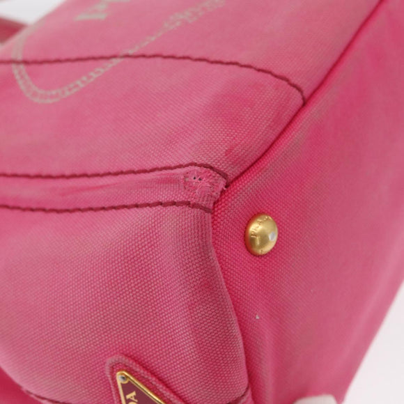 PRADA Canapa PM Hand Bag Canvas 2way Pink Gold Auth bs32147