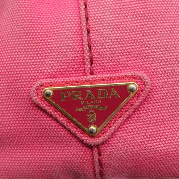 PRADA Canapa PM Hand Bag Canvas 2way Pink Gold Auth bs32147