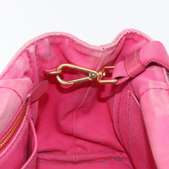 PRADA Canapa PM Hand Bag Canvas 2way Pink Gold Auth bs32147