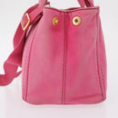 PRADA Canapa PM Hand Bag Canvas 2way Pink Gold Auth bs32147-4