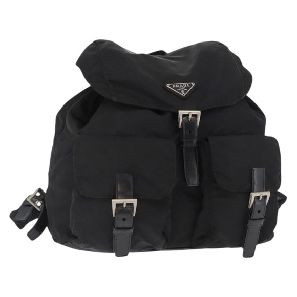 PRADA Backpack Nylon Black Silver Auth bs32150