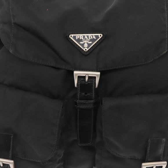 PRADA Backpack Nylon Black Silver Auth bs32150