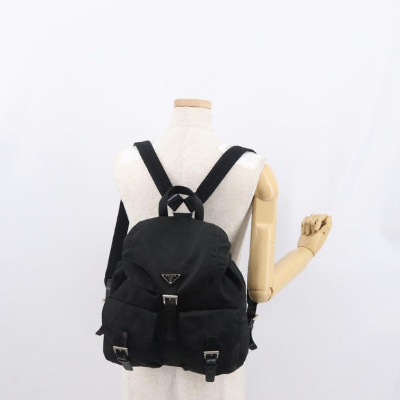 PRADA Backpack Nylon Black Silver Auth bs32150