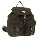 PRADA Backpack Nylon Khaki Silver Auth bs32151-1