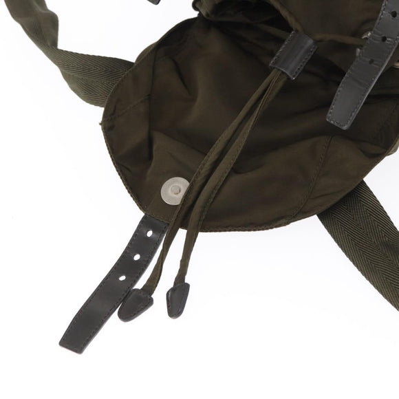 PRADA Backpack Nylon Khaki Silver Auth bs32151
