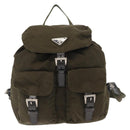 PRADA Backpack Nylon Khaki Silver Auth bs32151-2