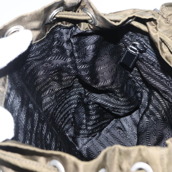 PRADA Backpack Nylon Khaki Silver Auth bs32151