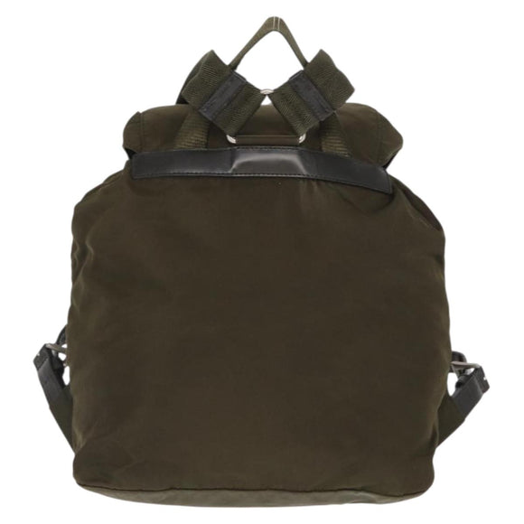 PRADA Backpack Nylon Khaki Silver Auth bs32151