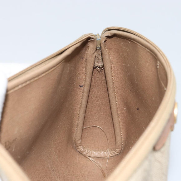 Christian Dior Honeycomb Canvas Clutch Bag PVC Beige Auth bs32152