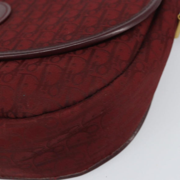Christian Dior Trotter Canvas Shoulder Bag Red Gold Auth bs32153