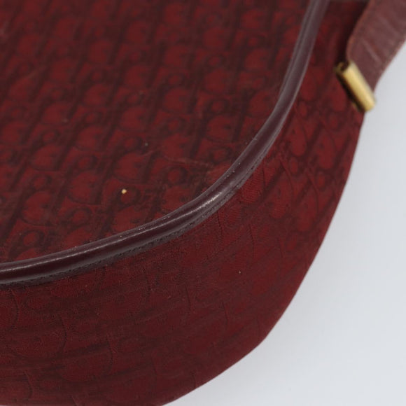 Christian Dior Trotter Canvas Shoulder Bag Red Gold Auth bs32153